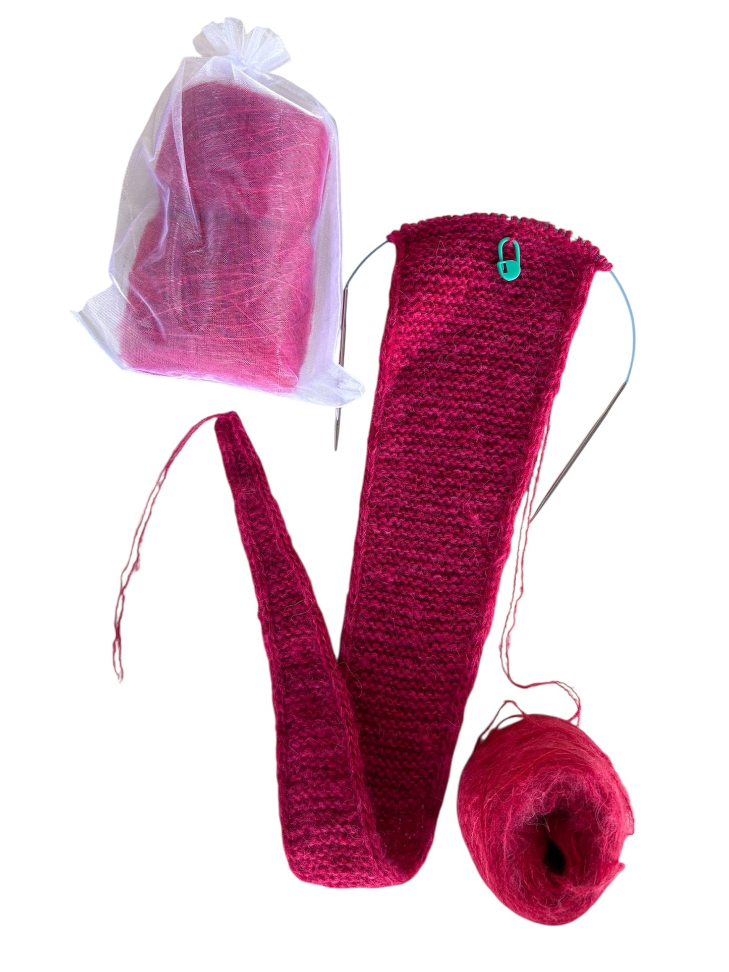 Sophie scarf kit: Cloud- Christmas Red